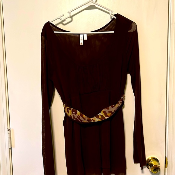 Sweet Pea Tops - Sweet Pea by Stacy Frati beautiful brown top with attached scarf on waist.